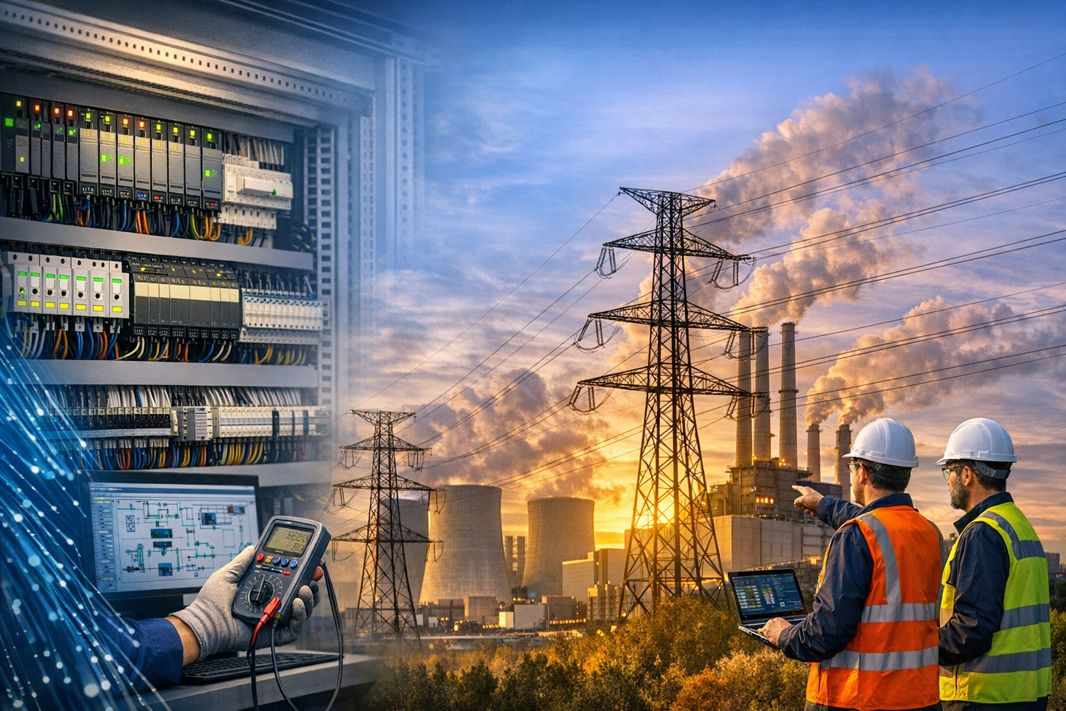 Technician checking panel parts